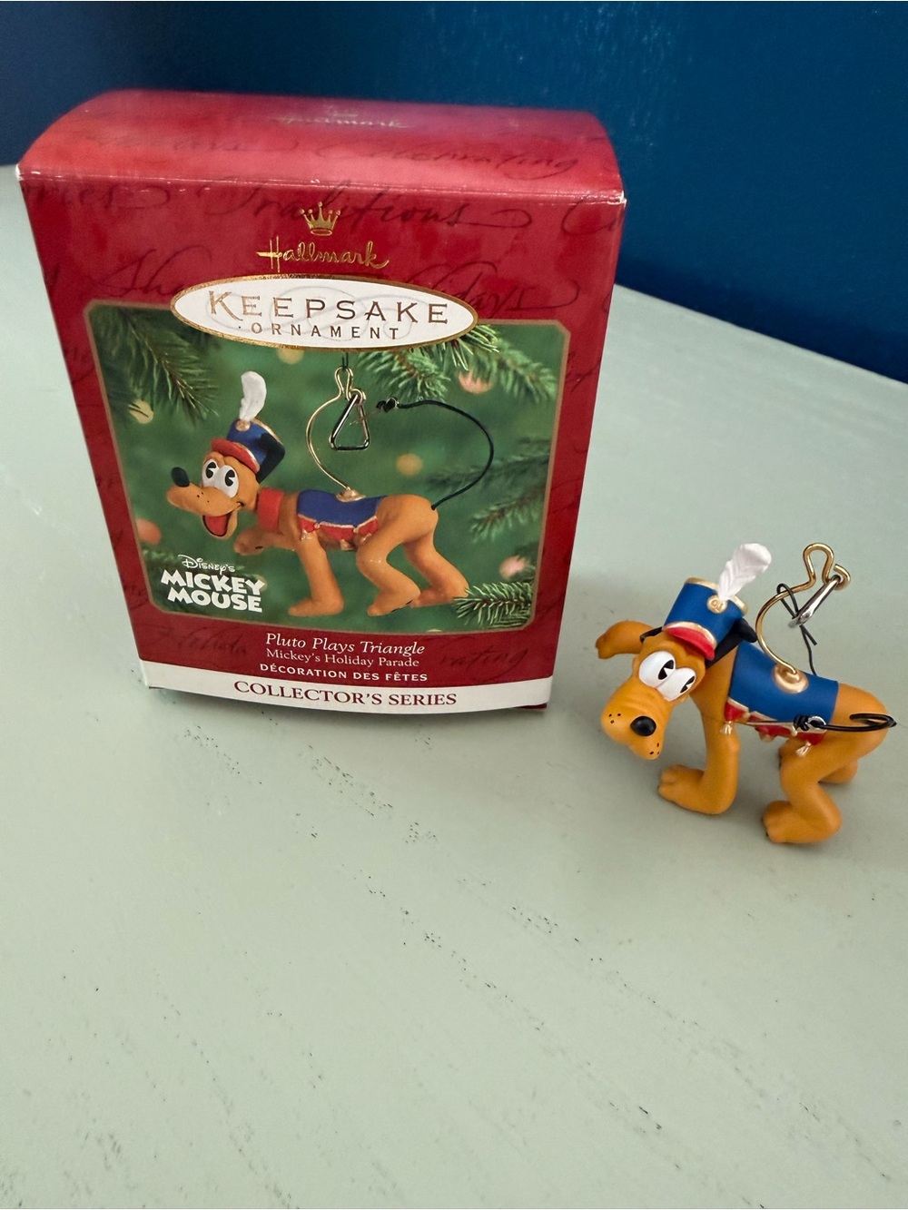 Vintage 2001 Disney Pluto Plays Triangle Hallmark Keepsake Christmas Ornament